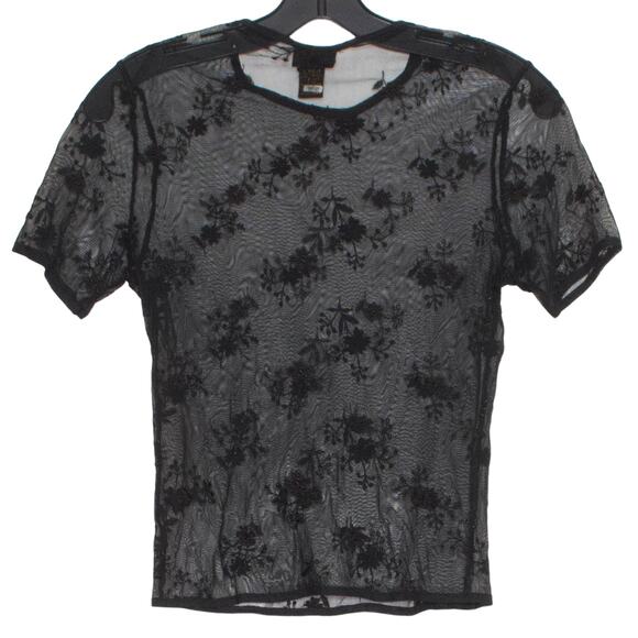 Cacique Top Sheer Whimsigoth Y2K Fairy Grunge Witchy Coquette Mesh Black Medium - Picture 5 of 5